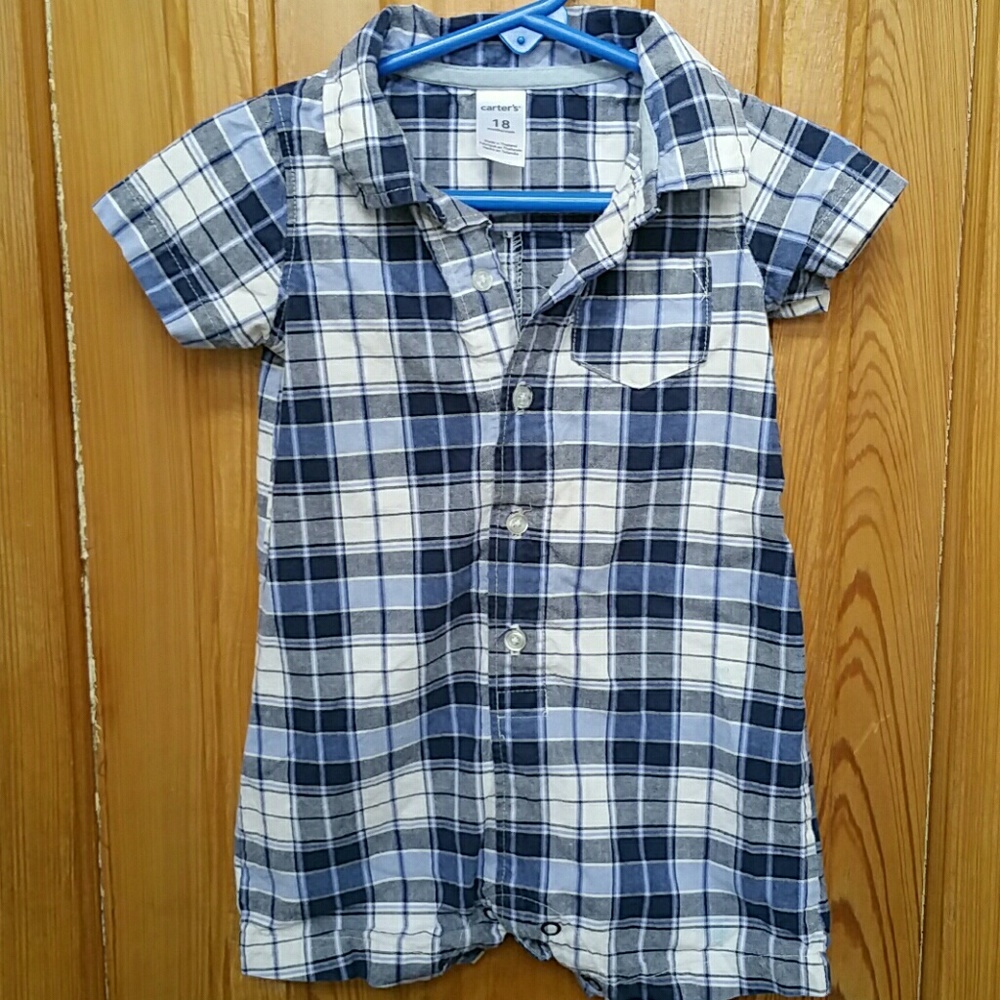 Blue Plaid Romper by Carter's. Size 18M.